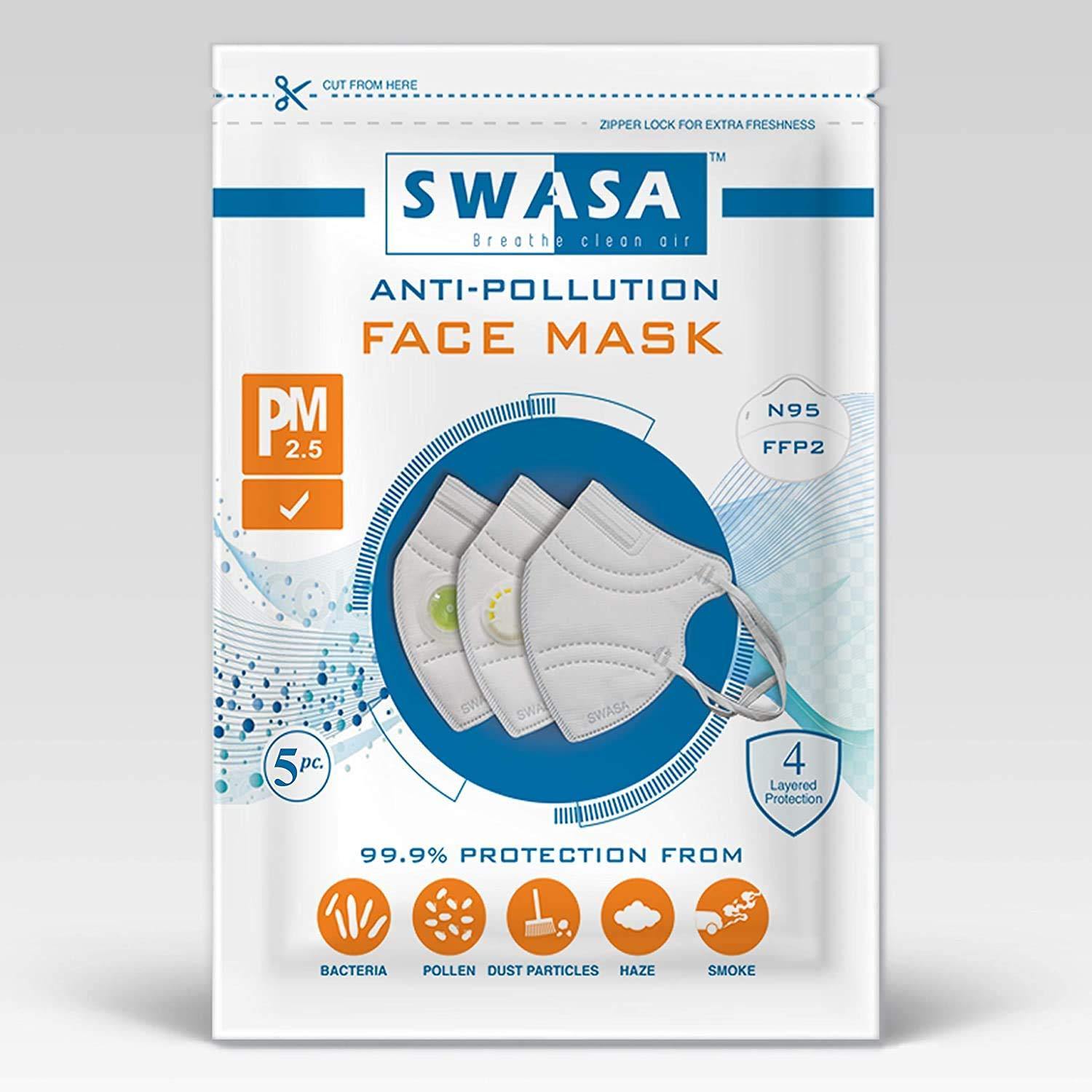 Swasa Mask (PM 2.5) N95 FFP2 (Pack of 5) - Atlanta Healthcare