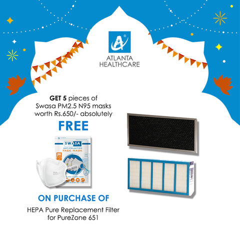 HEPA Pure Replacement Filter for PureZone 651 (+5 FREE Swasa PM2.5 N95 Face Mask)